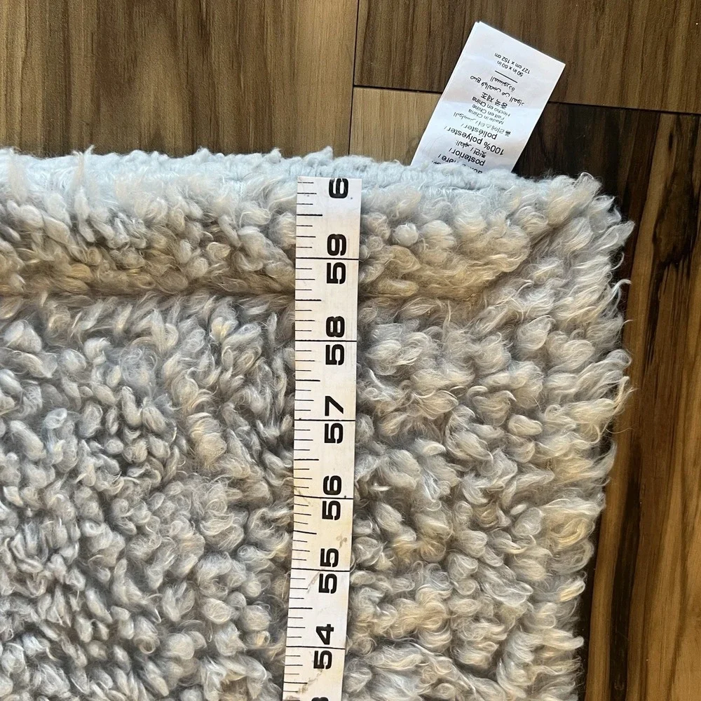 Pottery‎ Barn Sherpa Boucle Area Rug 50x60 Gray Plush Cozy Accent Floor Rug